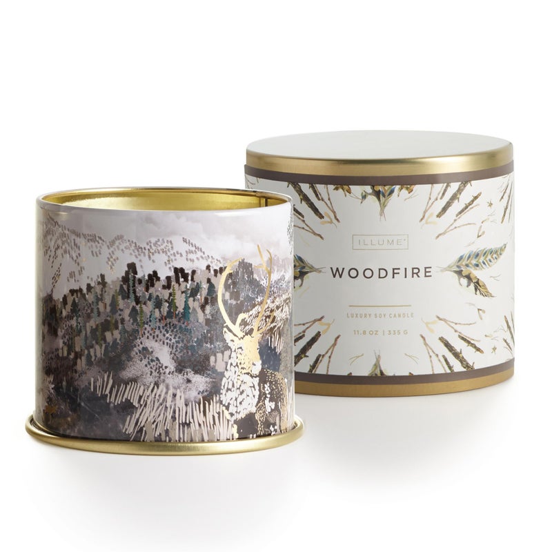 ILLUME Noble Holiday Woodfire Soy Candle, Large Tin - Image 1